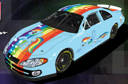 Size: 565x371 | Tagged: safe, artist:framwinkle, rainbow dash, g4, car, dodge (car), dodge intrepid, nascar, racecar