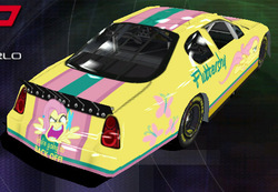 Size: 520x360 | Tagged: safe, fluttershy, g4, car, chevrolet, chevrolet monte carlo, nascar, racecar