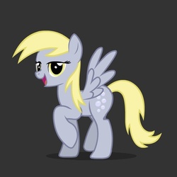 Size: 600x600 | Tagged: safe, derpy hooves, pegasus, pony, g4, bedroom eyes, female, gray background, mare, raised hoof, simple background, solo, underp