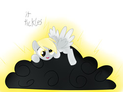 Size: 1333x1000 | Tagged: safe, derpy hooves, pegasus, pony, g4, cloud, electricity, female, mare