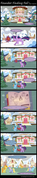 Size: 1400x6650 | Tagged: safe, artist:evil-dec0y, carrot top, chancellor puddinghead, cloud kicker, clover the clever, commander hurricane, derpy hooves, golden harvest, linky, princess platinum, private pansy, rainbow dash, shoeshine, smart cookie, twilight sparkle, earth pony, pegasus, pony, unicorn, g4, hearth's warming eve (episode), ^^, book, comic, eyes closed, female, fridge brilliance, hearth's warming eve, mare, mouth hold, self paradox, self ponidox, snow, snowfall