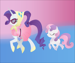 Size: 900x750 | Tagged: safe, artist:shevor, rarity, sweetie belle, g4, camping outfit, glasses