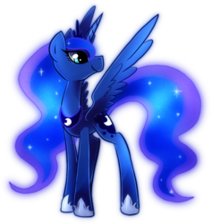 Size: 900x948 | Tagged: dead source, safe, artist:shufflestripes, princess luna, pony, g4, female, simple background, solo