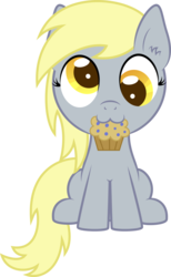 Size: 900x1463 | Tagged: safe, artist:silverrainclouds, derpy hooves, pegasus, pony, g4, :3, chibi, cute, derpabetes, female, mare, muffin