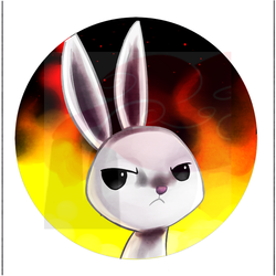 Size: 800x800 | Tagged: safe, artist:fanaticalfactory, angel bunny, g4, bust, fire, portrait, solo