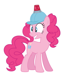 Size: 2700x3000 | Tagged: safe, artist:alexiy777, edit, pinkie pie, earth pony, pony, g4, mmmystery on the friendship express, bad edit, female, hard hat, hat, out of context, safety, simple background, smiling, solo, transparent background, vector