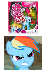 Size: 512x800 | Tagged: safe, rainbow dash, pegasus, pony, g4, angry, brushable, female, glimmer wings, irl, mare, photo, toy