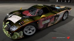 Size: 1280x720 | Tagged: safe, daring do, g4, car, forza motorsport 4, itasha, nissan, nissan r390 gt1