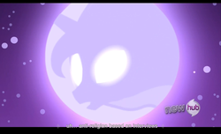 Size: 1680x1021 | Tagged: safe, screencap, nightmare moon, princess luna, g4, sleepless in ponyville, hub logo, youtube caption