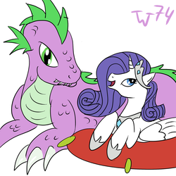 Size: 1280x1280 | Tagged: safe, artist:w74, rarity, spike, alicorn, pony, g4, 30 minute art challenge, alicornified, female, male, older, race swap, raricorn, ship:sparity, shipping, straight