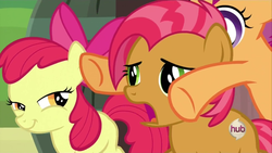 Size: 1280x720 | Tagged: safe, screencap, apple bloom, babs seed, scootaloo, g4, one bad apple, out of context, pure unfiltered evil, rapeface