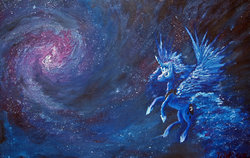 Size: 1024x647 | Tagged: safe, artist:tridgeon, princess luna, alicorn, pony, ethereal mane, female, mare, oil painting, painting, solo, spread wings, traditional art, wings