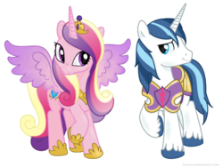 Size: 1112x838 | Tagged: safe, artist:bswprecious, princess cadance, shining armor, alicorn, pony, unicorn, g4, female, male, mare, stallion