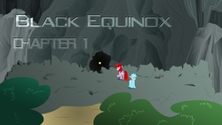 Size: 1280x720 | Tagged: safe, oc, oc only, black equinox, cave, everfree forest, fanfic, mountain