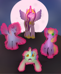 Size: 900x1100 | Tagged: safe, artist:blueflurries, princess cadance, zombie, g4, moon, necromancy