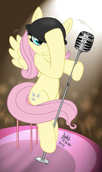 Size: 710x1200 | Tagged: safe, artist:joakaha, fluttershy, g4, hat, microphone