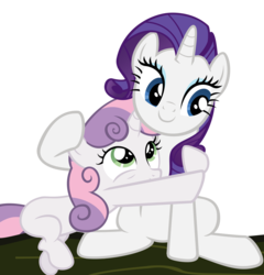 Size: 5000x5205 | Tagged: dead source, safe, artist:thatsgrotesque, rarity, sweetie belle, g4, sleepless in ponyville, absurd resolution, duo, hug