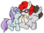 Size: 797x611 | Tagged: safe, artist:raincupcake, liza doolots, petunia, tootsie flute, truffle shuffle, twist, earth pony, pony, unicorn, g4, hearts and hooves day (episode), my little pony: friendship is magic, colt, cuddling, cutie mark, eyes closed, female, filly, glasses, male, nuzzling, simple background, smiling, transparent background