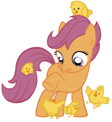 Size: 916x1000 | Tagged: safe, scootaloo, g4, chick, scootachicken, simple background, transparent background, vector, visual pun