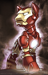 Size: 637x1000 | Tagged: safe, artist:atryl, pony, 30 minute art challenge, clothes, iron man, ponified, signature, solo, suit