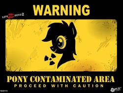 Size: 788x600 | Tagged: artist needed, safe, rainbow dash, pegasus, pony, g4, left 4 dead 2, parody, sign, warning sign