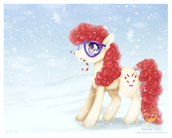 Size: 960x768 | Tagged: safe, artist:ambunny, twist, earth pony, pony, g4, female, filly, foal, glasses, snow, solo