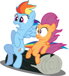 Size: 4835x5369 | Tagged: safe, artist:abion47, rainbow dash, scootaloo, g4, absurd resolution, duo, female, filly, foal, mare, siblings, sisters, sitting, windswept mane