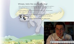 Size: 962x575 | Tagged: safe, derpy hooves, derpibooru, g4, angry, angry video game nerd, derpibooru's broken, glasses, image macro, rage, text, top gun