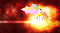 Size: 1920x1080 | Tagged: safe, artist:emper0rpenguin, princess celestia, pony, g4, female, lens flare, solo, text, vector, wallpaper