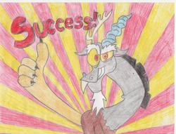 Size: 3312x2528 | Tagged: safe, artist:dhm, discord, draconequus, g4, looking at you, male, solo, success, thumbs up, traditional art