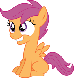 Size: 5553x5855 | Tagged: safe, artist:deadparrot22, scootaloo, pony, g4, absurd resolution, female, lip bite, simple background, sitting, solo, transparent background, vector