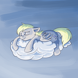 Size: 900x900 | Tagged: safe, artist:catfusting, derpy hooves, pegasus, pony, g4, cloud, female, mare