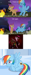 Size: 500x1210 | Tagged: safe, edit, edited screencap, screencap, pinkie pie, rainbow dash, scootaloo, pegasus, pony, fanfic:cupcakes, g4, sleepless in ponyville, sonic rainboom (episode), comic, female, filly, foal, hub logo, mare