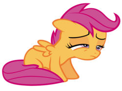 Size: 1036x772 | Tagged: dead source, safe, artist:thatsgrotesque, scootaloo, pony, g4, cute, female, simple background, solo, tired, transparent background, vector