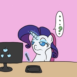 Size: 2000x2000 | Tagged: safe, artist:dustyranger, rarity, pony, g4, computer, solo, tablet