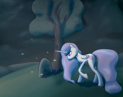 Size: 1600x1260 | Tagged: safe, artist:darkflame75, princess celestia, pony, g4, female, grave, solo