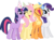 Size: 900x667 | Tagged: safe, artist:akili-amethyst, applejack, fluttershy, rarity, twilight sparkle, earth pony, pegasus, pony, unicorn, g4, hat, party hat, simple background, transparent background, unicorn twilight, vector