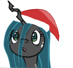 Size: 879x810 | Tagged: safe, artist:beezii11, queen chrysalis, g4, christmas, female, hat, santa hat, simple background, solo, transparent background