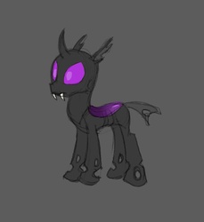 Size: 605x660 | Tagged: safe, artist:carnifex, changeling, gray background, miasma hive, purple changeling, simple background, solo
