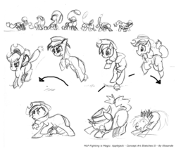 Size: 640x543 | Tagged: safe, applejack, fighting is magic, g4, concept art, rope, sketch