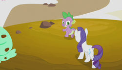 Size: 839x480 | Tagged: safe, screencap, rarity, spike, pony, g4, it's about time, butt, female, mare, plot