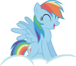 Size: 3200x2801 | Tagged: dead source, safe, artist:irishguy9001, rainbow dash, pegasus, pony, g4, ^^, cloud, cute, dashabetes, eyes closed, female, happy, open mouth, open smile, simple background, sitting, smiling, solo, spread wings, transparent background, vector, wings