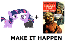 Size: 1337x796 | Tagged: safe, twilight sparkle, g4, it's about time, my little pony: friendship is magic, all caps, exploitable meme, future twilight, make it happen, meme, meta, seanbaby