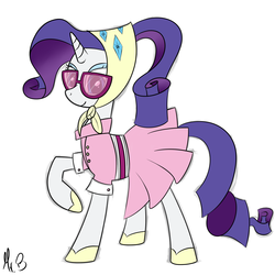 Size: 1600x1600 | Tagged: safe, artist:greseres, rarity, pony, g4, sleepless in ponyville, camping outfit, female, glasses, raised hoof, solo