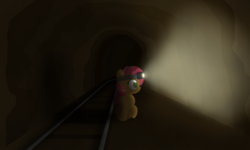 Size: 2500x1500 | Tagged: safe, artist:dtcx97, babs seed, g4, flashlight (object), headlamp, tunnel