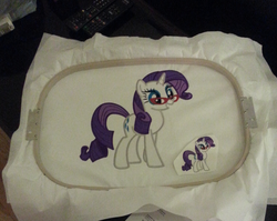 Size: 900x717 | Tagged: safe, artist:ethepony, rarity, pony, g4, embroidery, glasses, patch, photo, solo