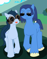 Size: 690x864 | Tagged: safe, artist:voltrathelively, equius zahhak, goggles, homestuck, horuss zahhak, john egbert, ponified