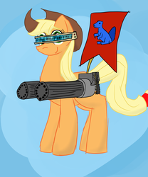 Size: 1000x1200 | Tagged: safe, artist:short circuit, applejack, g4, minigun, visor