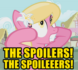 Size: 801x720 | Tagged: safe, edit, edited screencap, screencap, lily, lily valley, earth pony, pony, g4, solo, spoiler, text, the horror