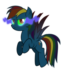 Size: 860x929 | Tagged: safe, artist:tzolkine, rainbow dash, g4, corrupted, dark magic, rearing, simple background, sombra eyes, transparent background